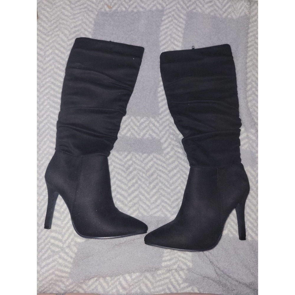 NEW Black stiletto suede boots women size 9